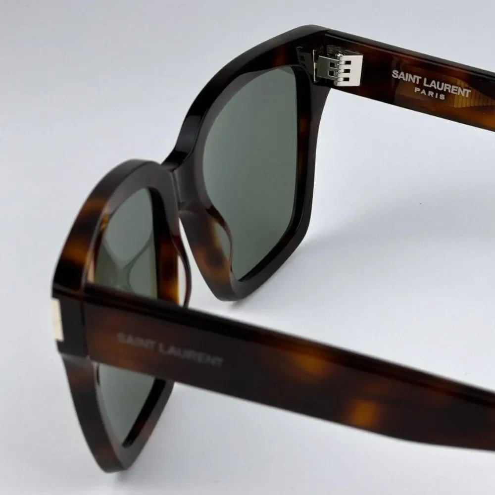 NEW Saint Laurent SL507 003 Havana Green Square Unisex Sunglasses
